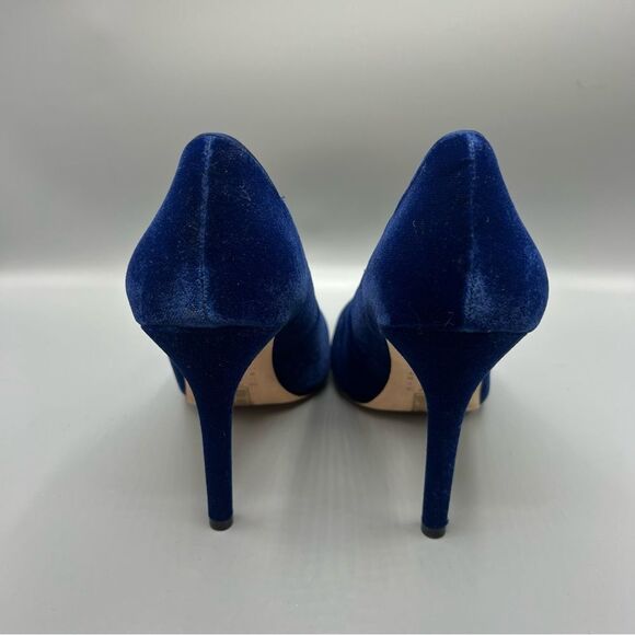 White House Black Market Blue Velvet Rhinestone Heels - Picture 4 of 7